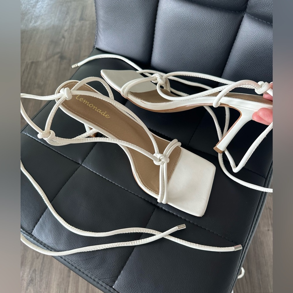 REVOLVE Lemonade boutique white tie-up heels size 9